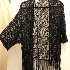 Fringe/lace kimono